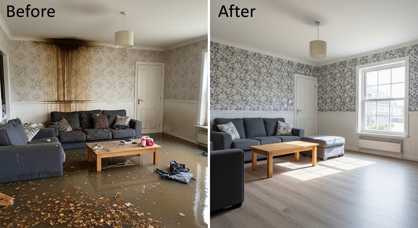 Water Damage Restoration in North Miami Beach, FL before and after cleanup