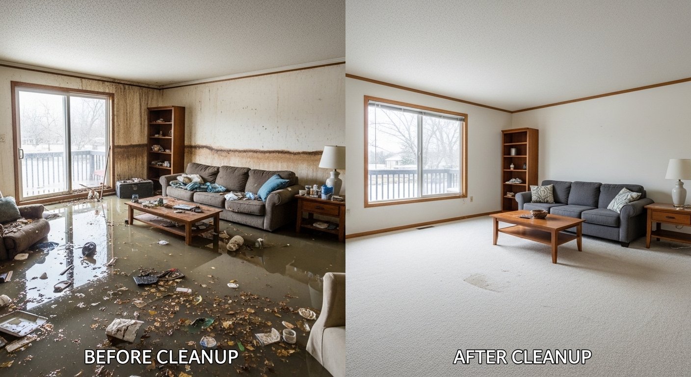 Structural Drying in North Miami Beach, FL before and after cleanup
