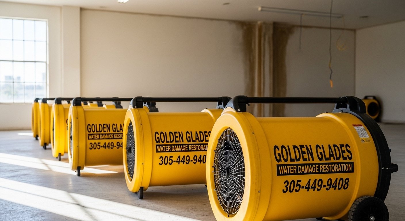 Water damage equipment and drying setup